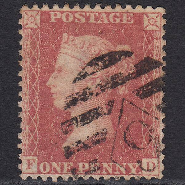 GB QV 1857 1d Rose-red (Plate 52) SG40-C10(1) FD GU London IS Cancel