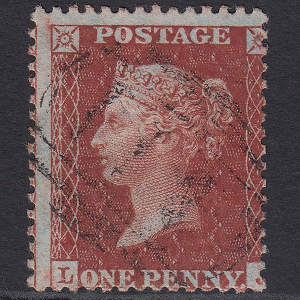 GB QV 1855 1d Red-brown (Plate 7) SGC6(1) LJ VFU Light Cancel Large Misperf