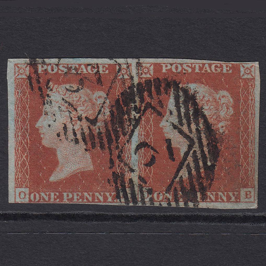 GB QV 1841 1d Red-brown (Plate 47) SG8-B1(1) OA-OB GU Pair 4M London IS 2