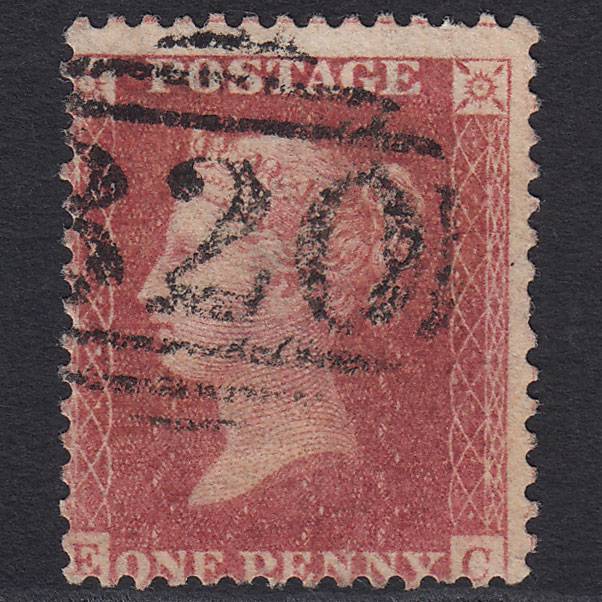 GB QV 1857 1d Rose-red (Plate 41) SG40-C10(1) EC GU Misperf