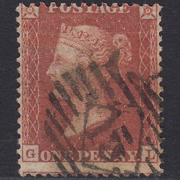 GB QV 1855 1d Red-brown (Plate 11) SG24-C3(1) GL GU London IS 15 Misperf