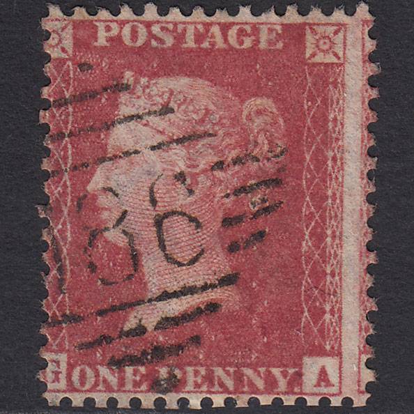 GB QV 1857 1d Rose-red (Plate 57) SG40-C10(1) GA FU Dublin 186 Misperf
