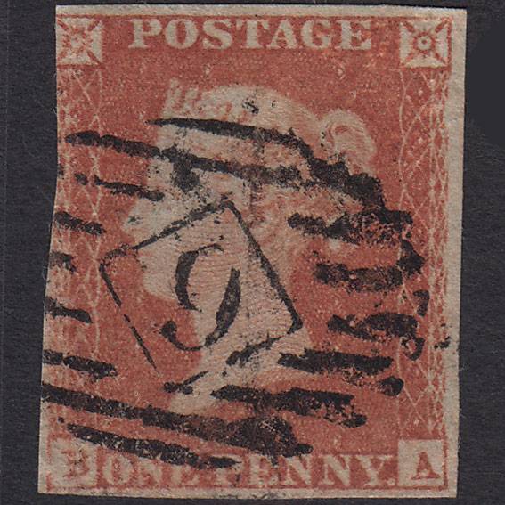 GB QV 1841 1d Red-brown (Plate 102) SG8-B1(1) BA GU 3m London IS Cancel