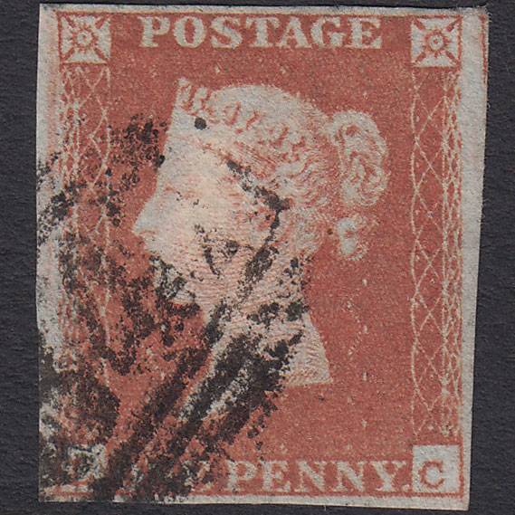 GB QV 1841 1d Red-brown (Plate 124) SG8-B2(1) Ivory Head LC FU 4 Margins