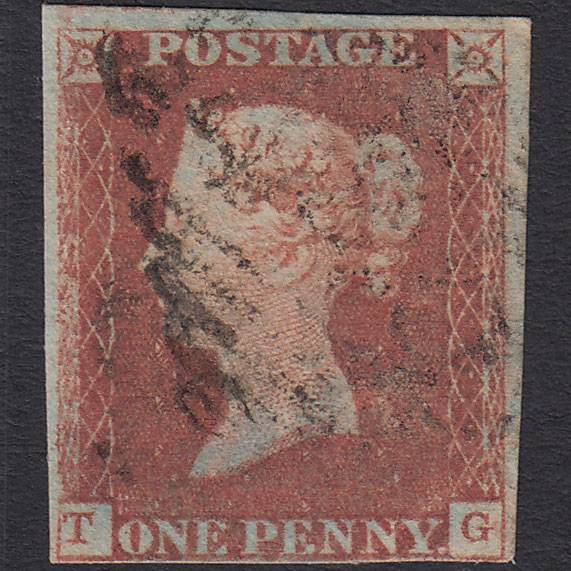 GB QV 1841 1d Red-brown (Plate 76) SG8-B1(1) TG GU 4 Margins Ireland