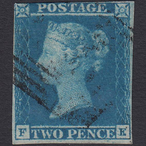 GB QV 1841 2d Blue (Plate 3) SG14-E1(2) FE FU nr 4 Margins Scotland