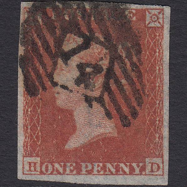 GB QV 1841 1d Red-brown Pl 162 SG8-B2(1) HD FU 4 Margins London IS 14