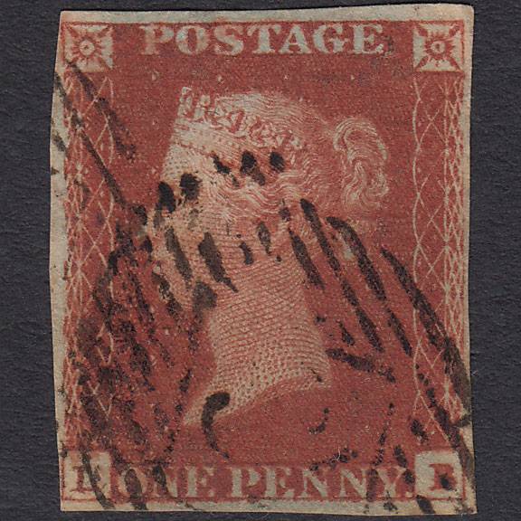 GB QV 1841 1d Red-brown (Plate 63) SG8-B1(1) LB GU 4M London IS Cancel