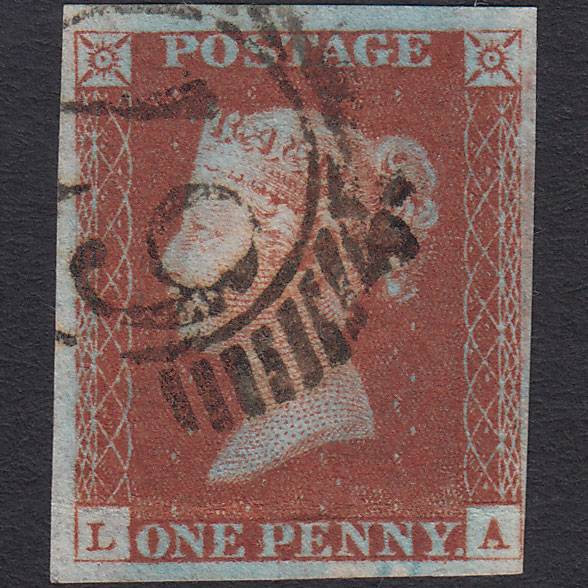 GB QV 1841 1d Red-brown (Plate 64) SG8-B1(1) LA GU 4 Margins London D&S 67