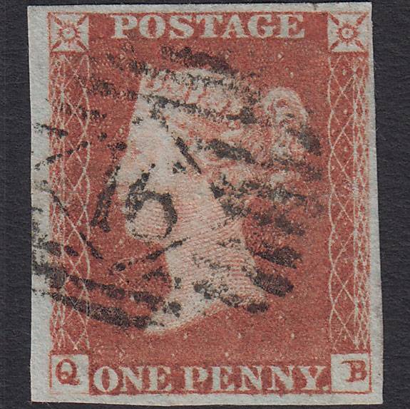 GB QV 1841 1d Red-brown (Plate 78) SG8-B1(1) QB GU 4 Margins London IS 16