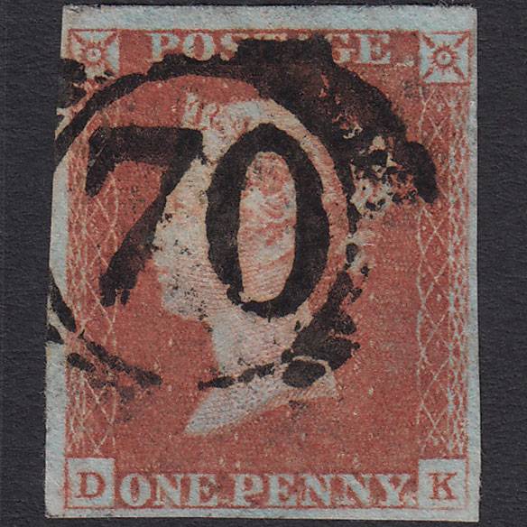 GB QV 1841 1d Red-brown Pl 66 SG8-B1(1) DK FU 4 Margins London D&S 70