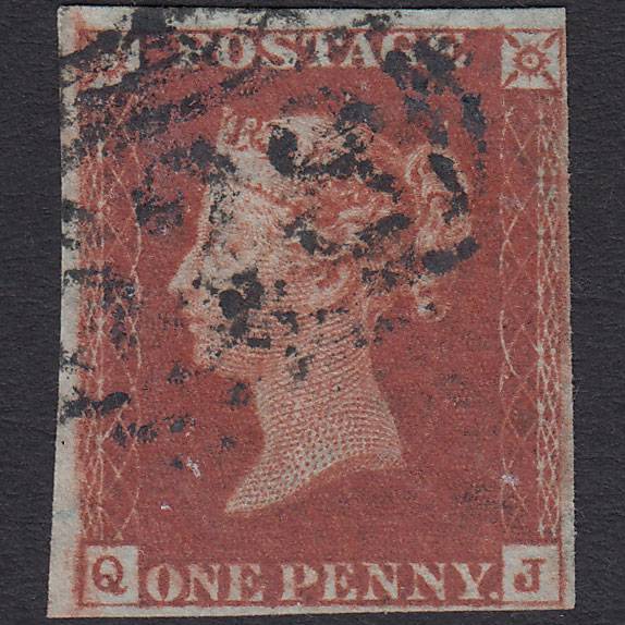 GB QV 1841 1d Red-brown (Plate 62) SG8-B1(1) QJ GU 4 Margins