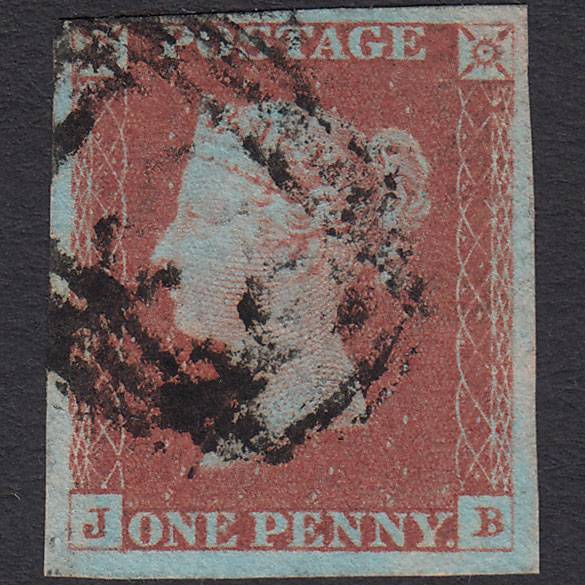 GB QV 1841 1d Very Blued (Plate 74) SG8a-B1(2) JB FU 4 Margins