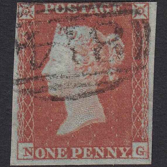 GB QV 1841 1d Red-brown (Plate 113) SG8-B1(1) NG FU 4 Margins Truro 814