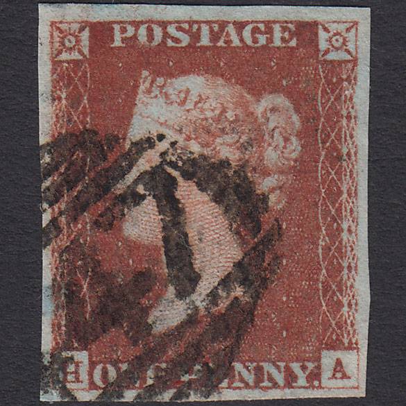 GB QV 1841 1d Red-brown Pl 62 SG8-B1(1) HA FU 4 Good Margins Leeds 447