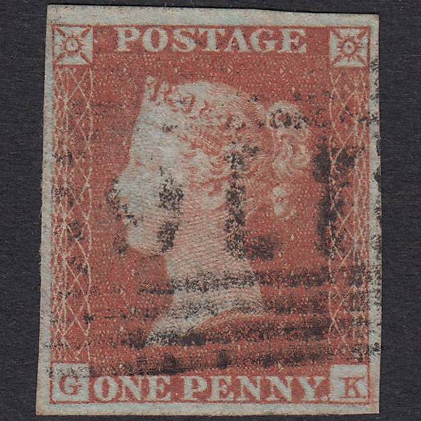 GB QV 1841 1d Red-Brown Plate 123 SG8-B1(1) GK FU 4 Margins Lochee 116