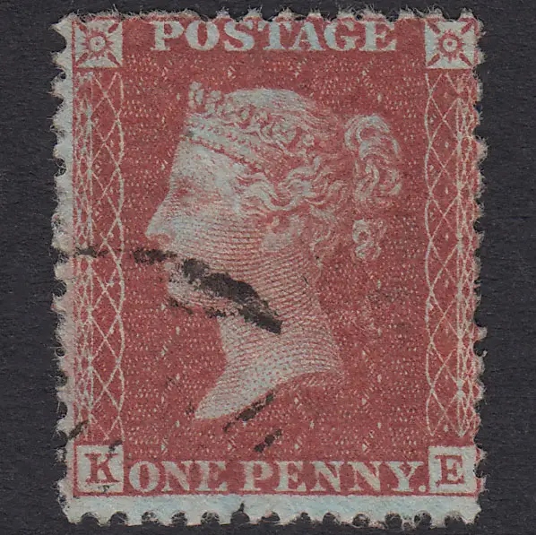 GB QV 1856 1d Red-Brown Plate 32 SG29-C8(1) KE VFU Light Cancel