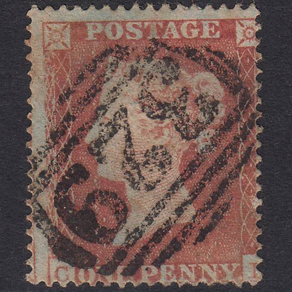 GB QV 1854 1d Red-Brown Plate 175 SG17-C1(1) CI GU Halesworth 329