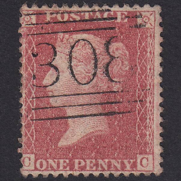 GB QV 1857 1d Rose-Red Plate 60 SG40-C10(1) CC FU Stirling 308