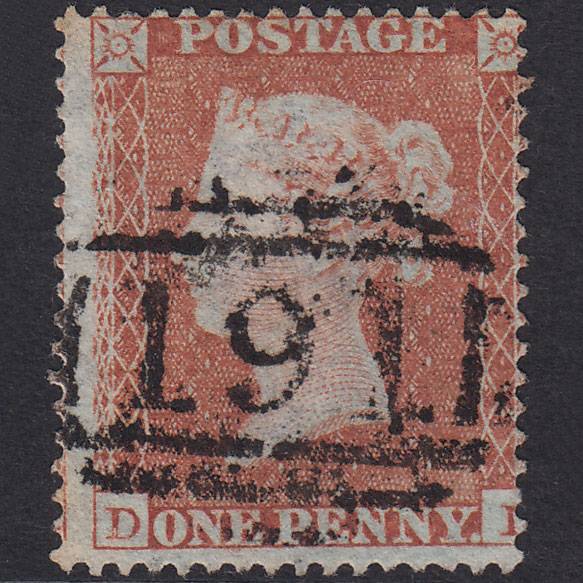 GB QV 1854 1d Red-Brown Plate 183 SG17-C1(1) DL GU Chippenham 191