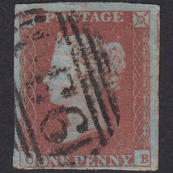 GB QV 1841 1d Red-Brown Plate 87 SG8-B1(1) CB GU Nr 4 Margins York 930