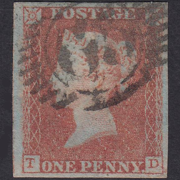 GB QV 1841 1d Plate 95 SG8-B1(1) Constant Variety TD FU 4M London D&S 65