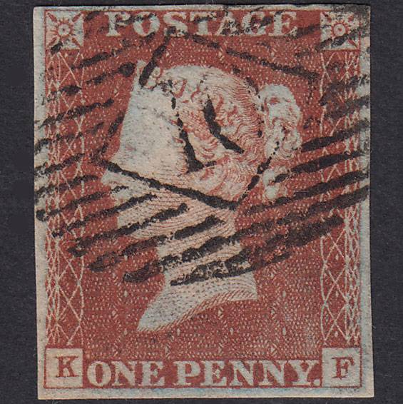 GB QV 1841 1d Pale Red-Brown Plate 43 SG9-B1(3) KF FU 4M London IS 10