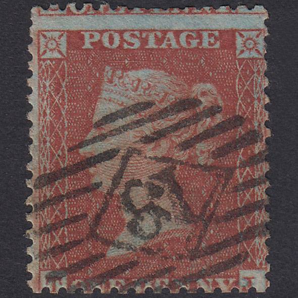 GB QV 1855 1d Red-Brown Plate 4 SG24-C3(1) TJ GU London IS 18