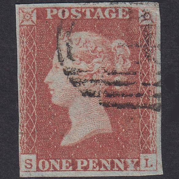 GB QV 1841 1d Red-Brown Plate 83 SG8-B1(1) SL FU 4 Margins