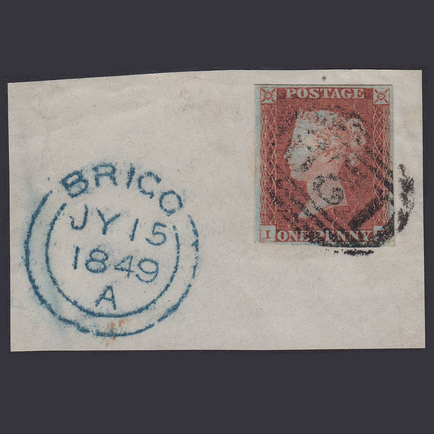 GB QV 1841 1d Red-Brown Plate 84 SG8-B1(1) IF FU 4M Brigg 129 On Piece