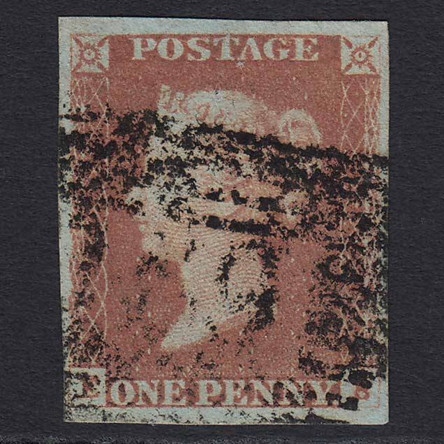 GB QV 1841 1d Red-brown (Plate 80) (SG8) 'EB' GU Glasgow (159) 4 Margins