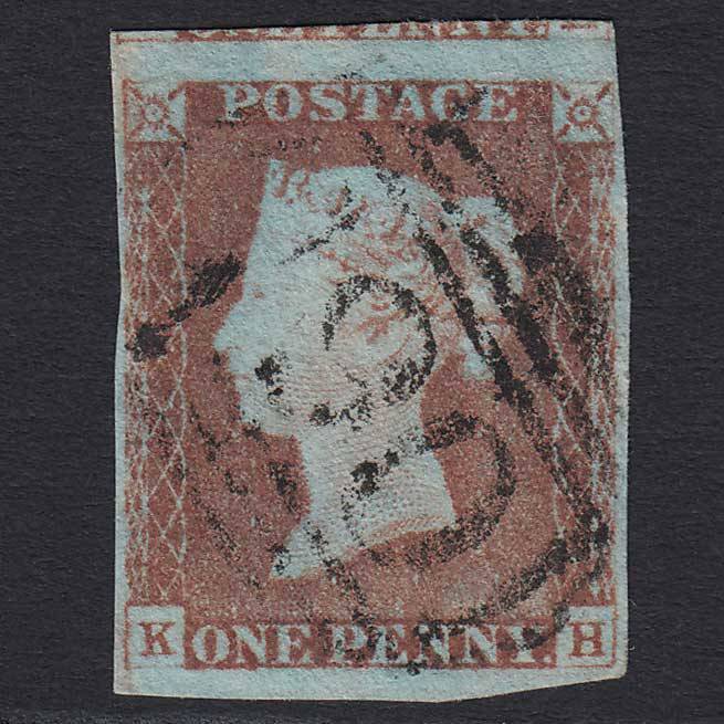 GB QV 1841 1d Red-brown (Plate 66) (SG8) 'KH' GU 4 Margins
