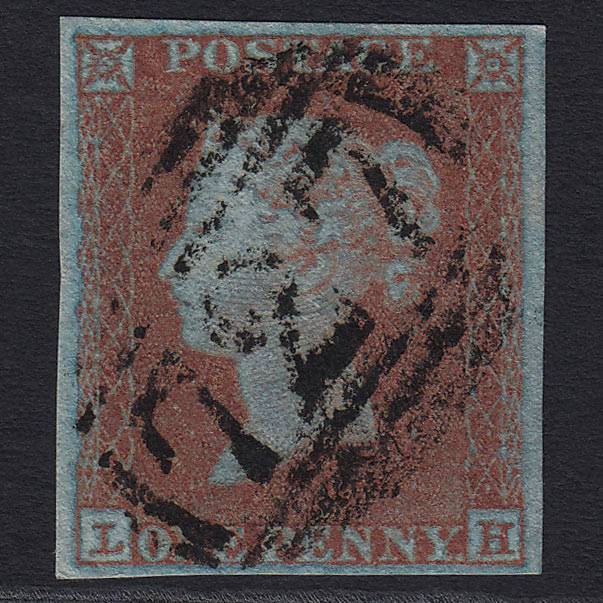GB QV 1841 1d Very Blued (Plate 128) (SG8A) 'LH' VFU Spalding (727) 4M