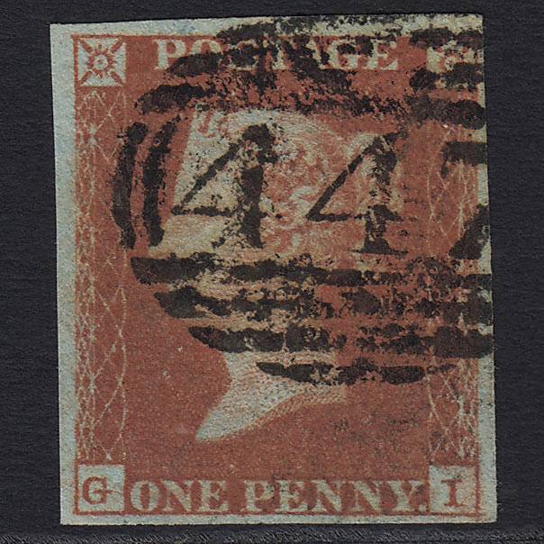 GB QV 1841 1d (Plate 96) (SG8) 'GI' FU Leeds (447) 4M Missing Imprimatur