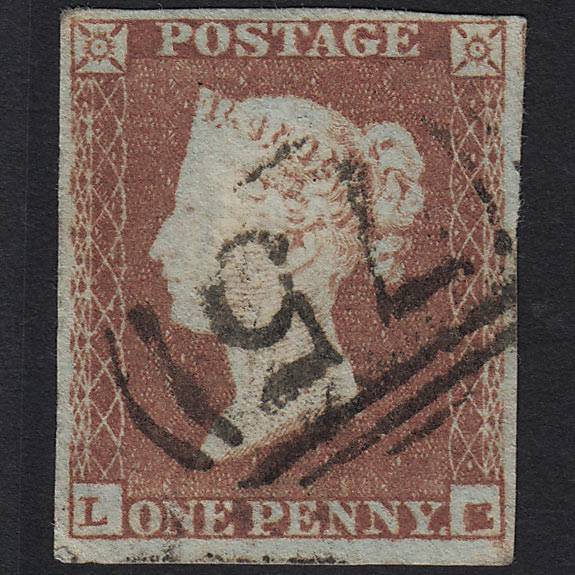 GB QV 1841 1d Red-brown Pl 91 SG8-B1(1) LE FU Birmingham 75 4 Margins