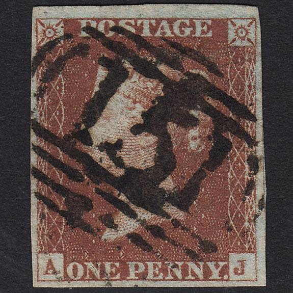 GB QV 1841 1d Red-brown SG8-B1(1) AJ FU Colne 151 4M Imperf