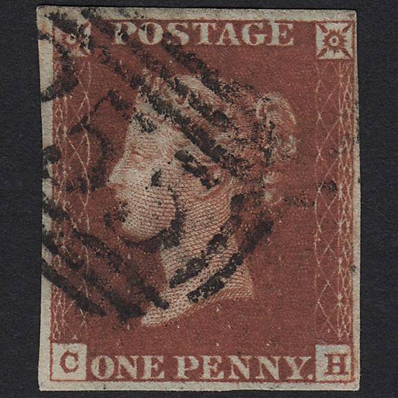 GB QV 1841 1d Deep Red-brown (Plate 56) SG10-B1(4) CH FU 4 Margins