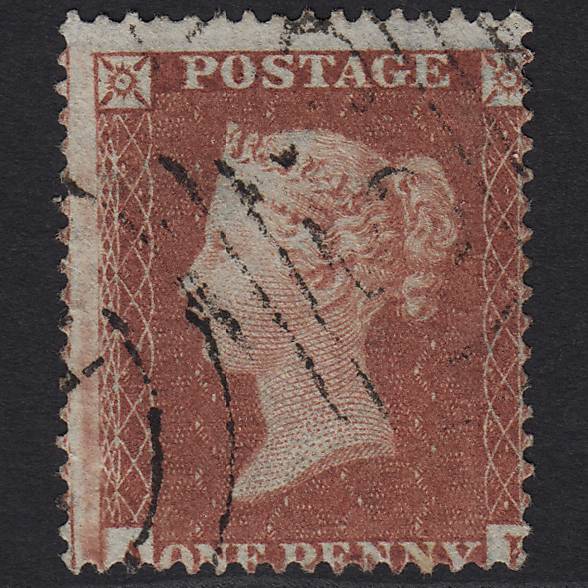 GB QV 1854 1d Red-brown SG17-C1(1) FU Light Cancel