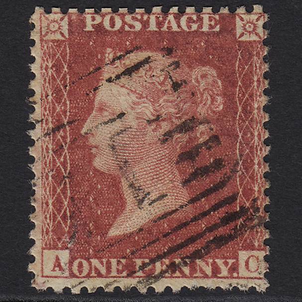 GB QV 1857 1d Rose-red SG40-C10(1) AC GU in Scotland