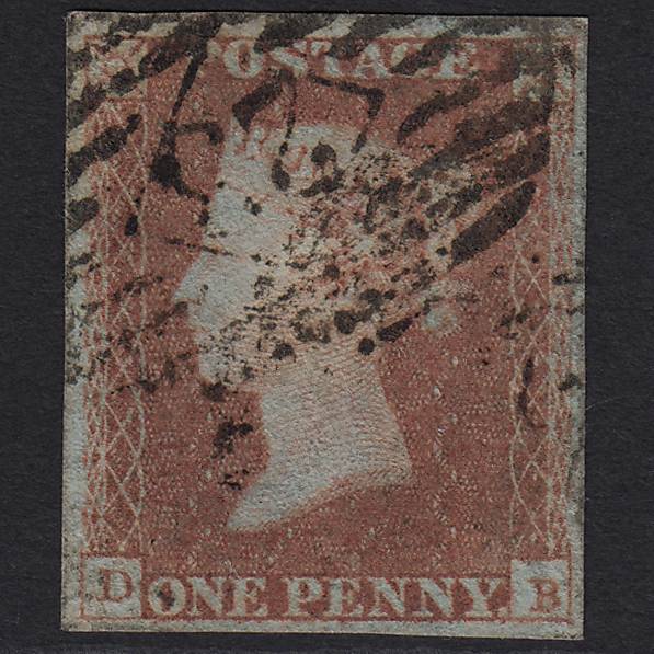 GB QV 1841 1d Red-brown (Plate 94) SG8-B1(1) DB GU London No.23 4 Margins