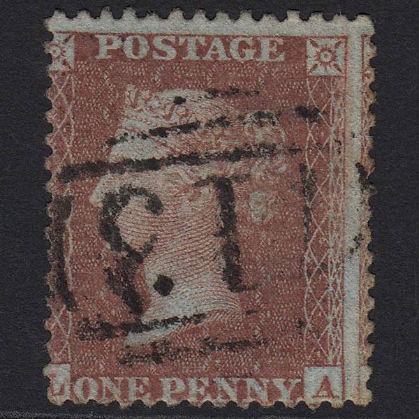 GB QV 1855 1d Red-brown (Plate 17) C6(1) LA FU Sittingbourne 713 Misperf