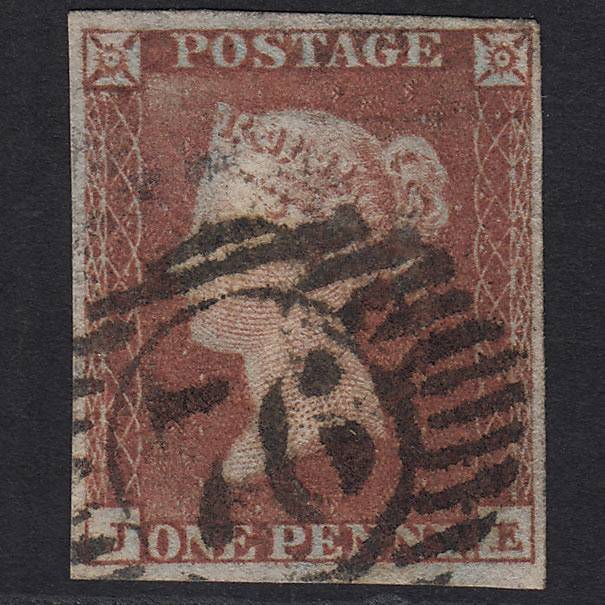 GB QV 1841 1d Red-brown Pl 126 SG8-B2(1) JE GU London D&S 76 4 Margins