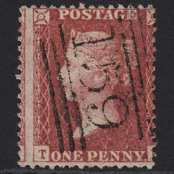 GB QV 1857 1d Rose-red SG40-C10(1) FU Glasgow 159 Large Misperf
