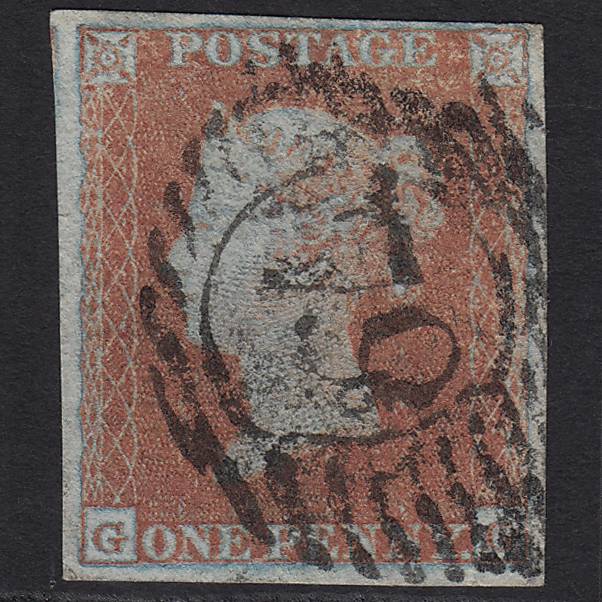 GB QV 1841 1d SG8a-B1(2) GG GU London D&S 79 4M Imperf Framed Reverse