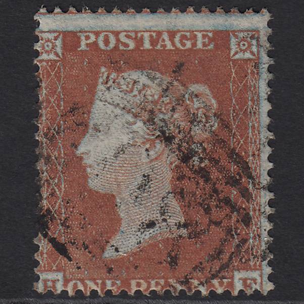 GB QV 1854 1d Red-brown SG17-C1(1) FU Misperf Framed Reverse