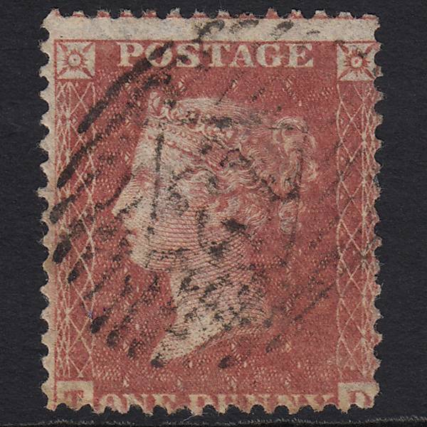 GB QV 1857 1d Rose-red (Plate 52) SG40-C10(1) TD GU London D&S 21 Misperf