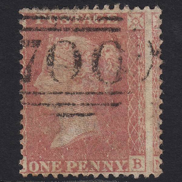 GB QV 1857 1d Pale Rose Transitional (Plate 36) SGC9A(1) MB GU Sheffield 700