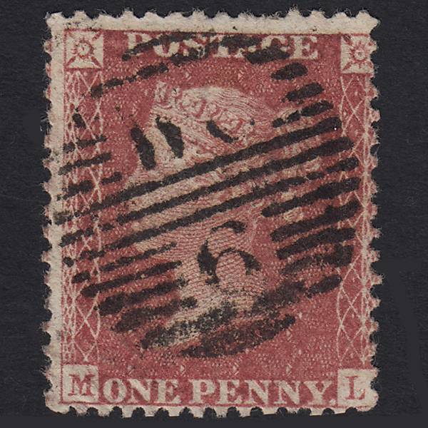 GB QV 1857 1d Rose-red (Plate 56) SG40-C10(1) ML GU London D&S WC6