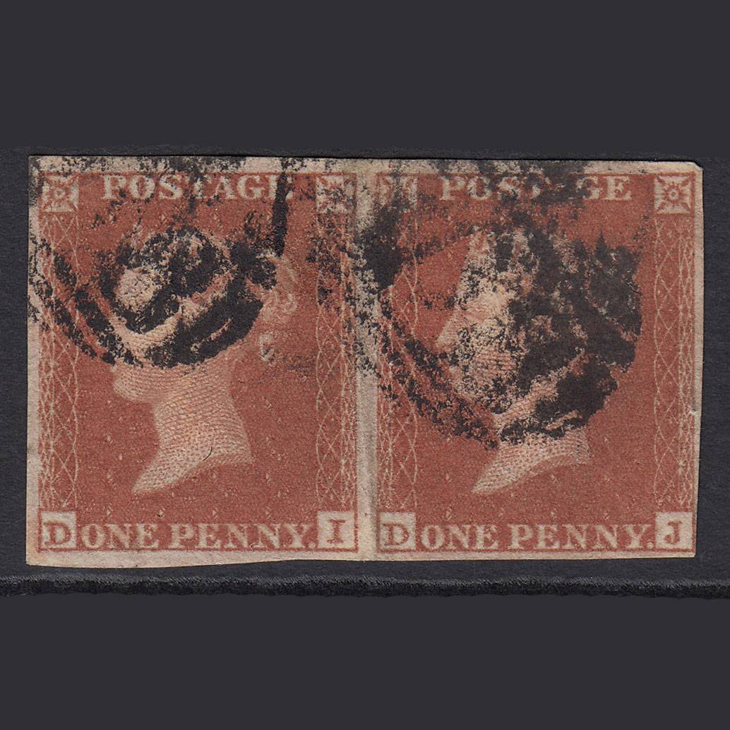 GB QV 1841 1d (Plate 135) SG8-B2(1) DI-DJ GU Pair 4M Imperf Lavender?