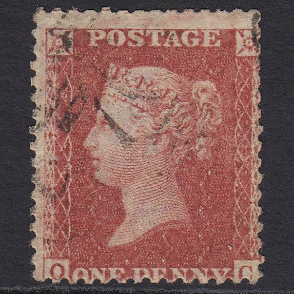 GB QV 1857 1d (Plate 60) SG40-C10(1) Constant Variety OC GU Light Cancel
